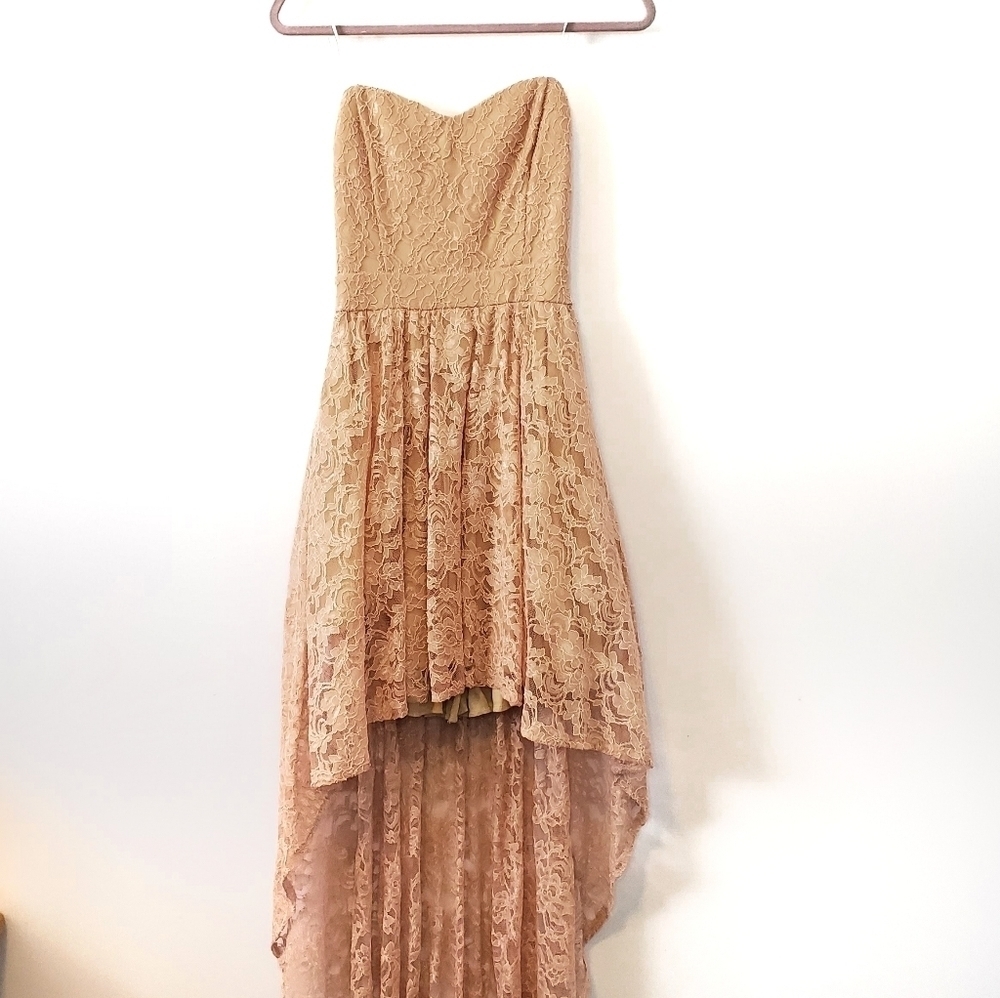 Windsor High Low Strapless Sweetheart Lace Pink - Picture 2 of 12